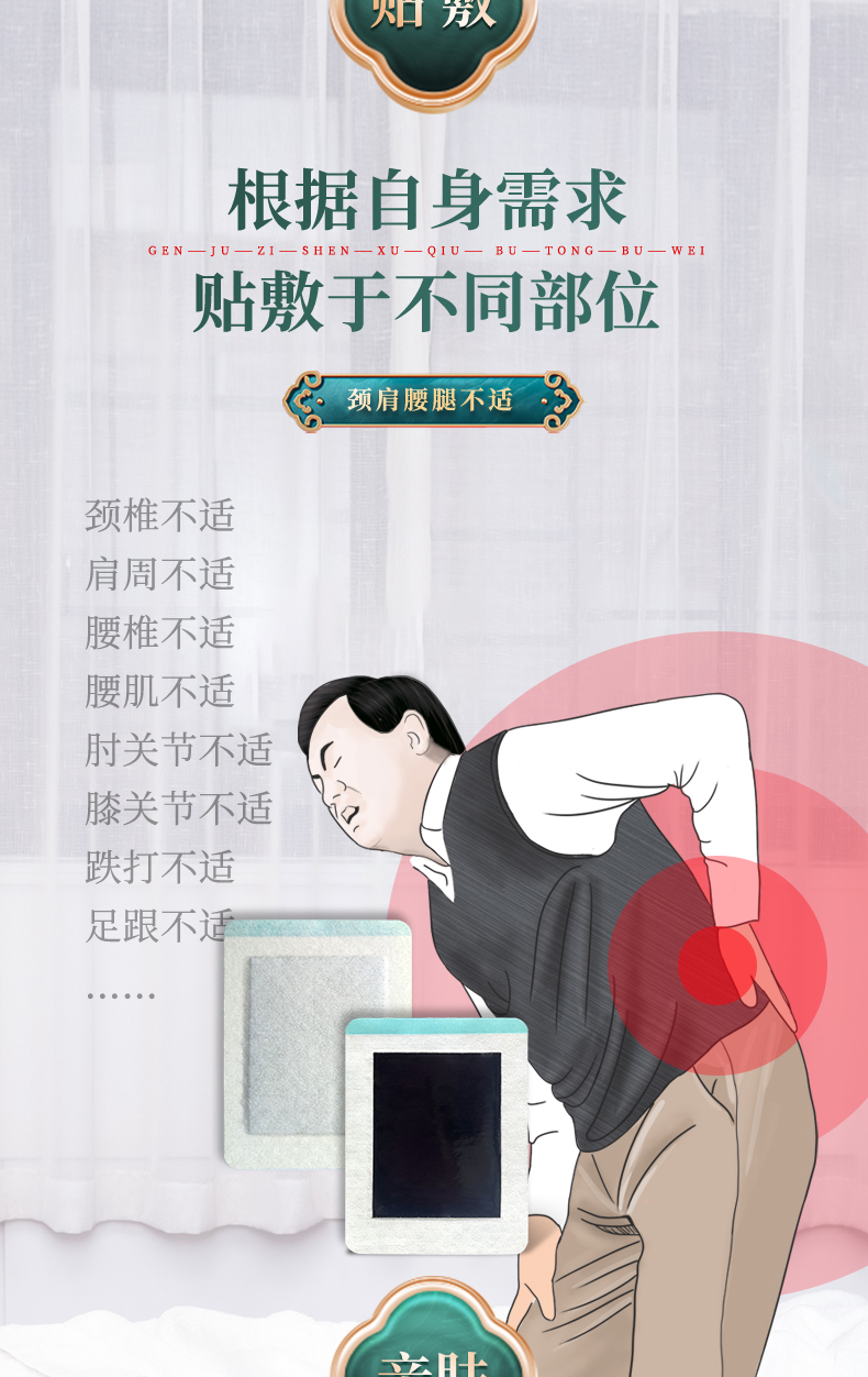 根據自身不適的情況，按需求貼敷